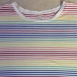 Lands End Rainbow Striped T-Shirt Size 2X Plus Size 100% Cotton